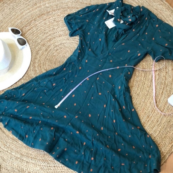 FREE PEOPLE Fit n Flare Tie Neck Boho Dress - Picture 7 of 9